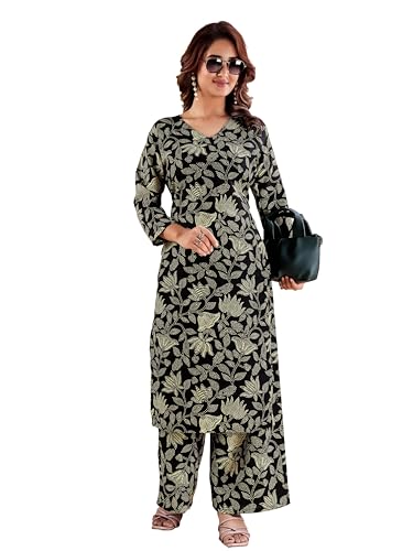 Image of MS VHCK ENTERPRISE Women's Rayon Straight Printed Kurta with Palazzo