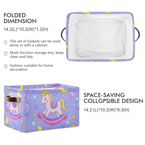 Panier de rangement pliable et imperméable violet motif cheval à bascule