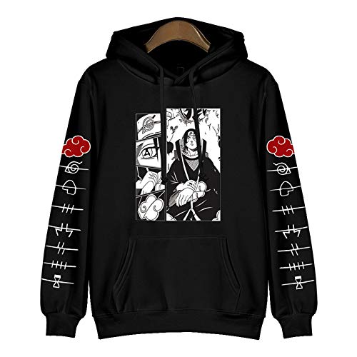 Preisvergleich Produktbild Japanese Anime Naruto Hoodie Pullover Sasuke Itachi Streetswear Herren Kapuzenpullover Casual Sweatshirt