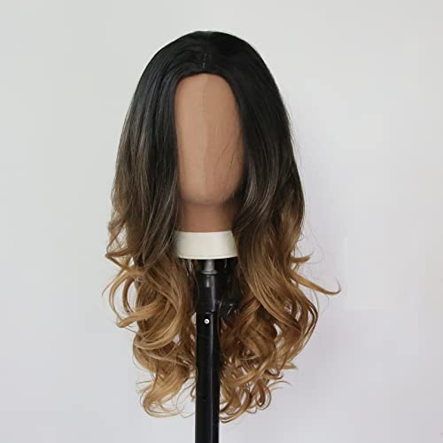 Towarm Long Wavy Ombre Brown Wig Middle Part Synthetic Wigs for Women Glueless High Temperature Fiber Cosplay Daily Wear Wig (R2/30/27) - Image 4