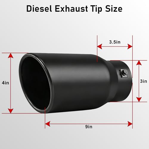 Image of MuHize 1.5-2.5 Inch Clamp-On Adjustable Exhaust Tip, 4 inch Outlet x 9 inch Length