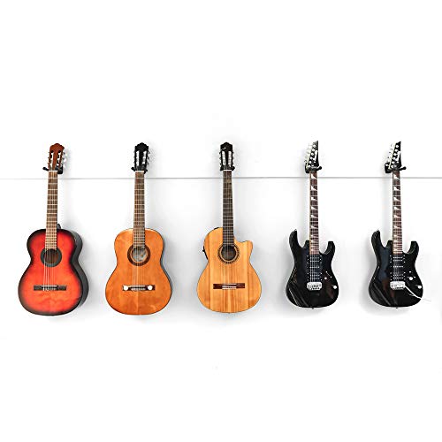 Haneye Guitar Hangers, Acoustic and Electric Guitar Wall Mount Hangers, Set of 4 Pack Guitar Hook Holder Stand for All Size Musical Instruments Bass, Mandolin, Banjo, Violin, Ukulele Accessories