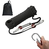 Cuerda de Escalada Marina 12KN - Cuerda de Poliéster de 10mm x 10M con 2 Mosquetones, Resistente Cuerda de Seguridad para Barcos, Camping, Pesca, Rescate y Aventuras al Aire Libre