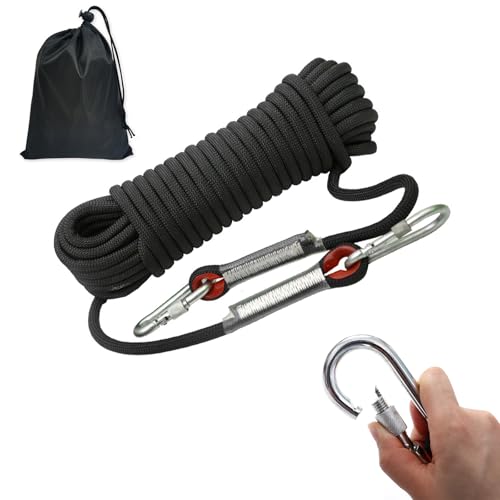 Marine Schwimmseil 12KN – 10 mm Polyester Kletterseil 33FT (10M) mit 2 Karabinern, Robustes Outdoor Fluchtseil für Bootfahren, Camping, Angeln, Ankern, Zeltbefestigung & Rettungseinsatz