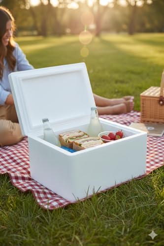 Image of 15 Litre EPS Insulated Ice Box | Lightweight Expanded Polystyrene (EPS) Thermal Cooler | Reusable Insulated Cooler | Food, Fish & Vaccine Storage Box (15, litres)