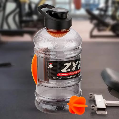 Image of Zyro Pack of 2, Gallon Water Bottle 1.5L with Mixer Ball & Strainer | BPA-Free, 100% Leak-Proof Gym, Office, Travel, Sports & Running Bottle Large Capacity Sipper for Men & Women Orange Combo
