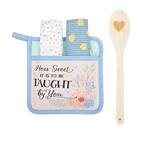 C&F Home How Sweet It is to Be Taught by You Potholder Gift Set Blue