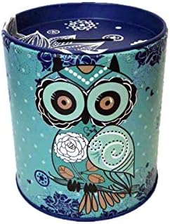 Owl Piggy Bank Tin Save Spend Share Giving Coin Money Can Keepsake Home Bedroom Nursery Party Decor Ornament Pen Pencil Brushes Holder Stationery Dresser Organizer Cup Kids Boys Girls Adults - (Blue)