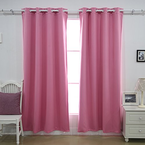 Deconovo Blackout Curtain, Polyester Blend, Pink, 52" W x 63" L (Pack of 2)