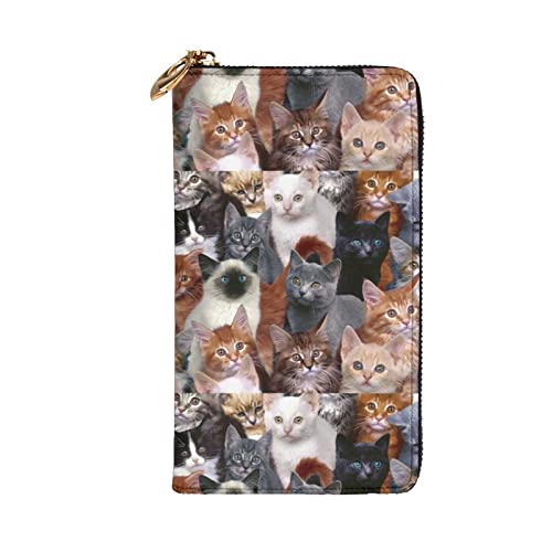 Leather Wallets For Women Man Rfid Too Many Cat Wallet Blocking Zip Wallet Credit Card Holder #TOP3