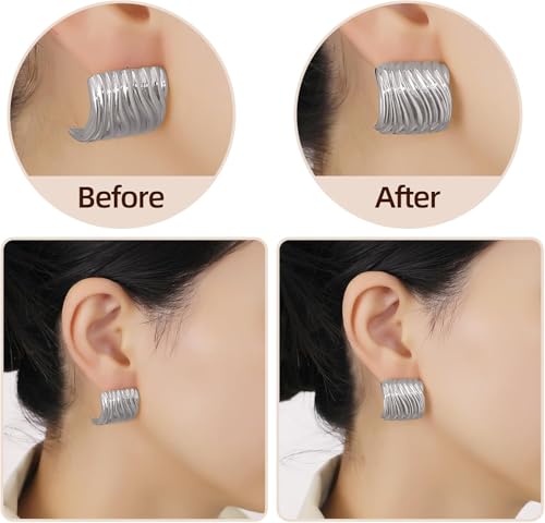 Earring Lifters for Droopy Ears, Heart Shape, Metal, Sliver, 04G — view 3