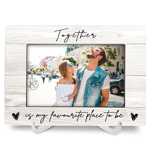 Luipk Couple 8x6 Picture Frames, Engagement Wedding Gifts Photo Frame, Anniversary Couple Gifts for Boyfriend Girlfriend Newlywed, Romantic Mr And Mrs Love Frame for Wall Tabletop Display
