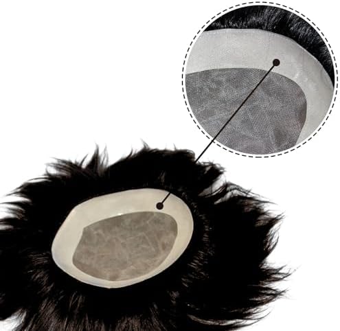 ARK Monofilament Human Hair Toupee Patch Wig with Durable Poly Coated NPU Around for Men (Brown, 11x8)