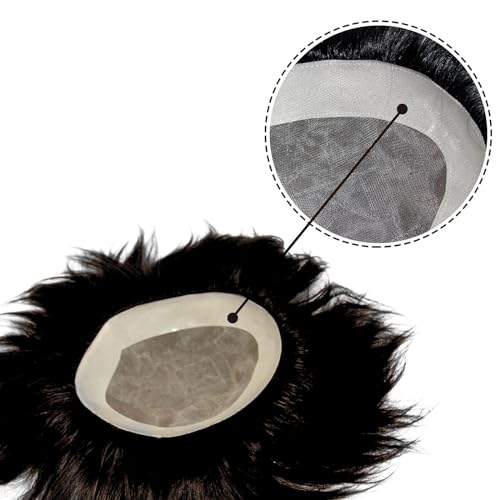 ARK Monofilament Human Hair Toupee Patch Wig with Durable Poly Coated NPU Around for Men (Brown, 11x8)