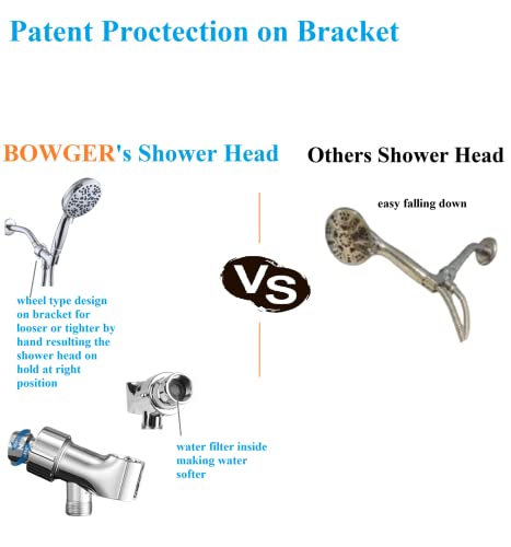High Pressure Shower Heads With Handheld – 5" Bathroom Rain Shower Head - 5 Spray Settings High Flow Handheld Shower Head With 60” Long Hose And Adjustable Bracket – The Perfect Replacement Showerhead #TOP7