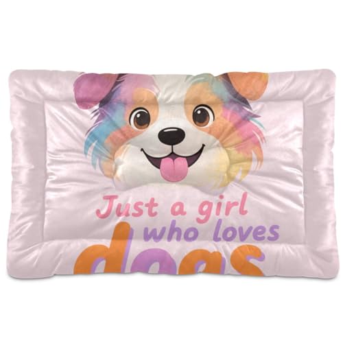 siphylline Just A Girl Who Loves Dogs - Colchoneta de dormir para mascotas, antideslizante, suave, cómoda, para perros medianos/grandes, 36 x 24 pulgadas