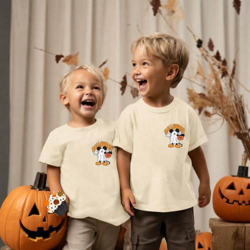 Image of Toddler Halloween Shirts Girls Boys Pumpkin Ghost Short Sleeve Tees