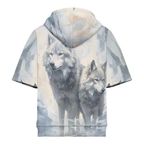 JooMeryer Men's Novelty 3D Graphic Print Hoodie Short Sleeve Drawstring Pullover Hooded Sweatshirt4