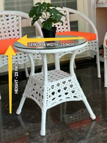 Image of India 4+1 Outdoor Indoor Patio Furniture Sets Rattan Chair Patio Set Conversation Set Bistro Set Chairs Balcony Rooftop Garden Furniture Chair with Cushion (White & Orange), 78 x 46 x 46 Cm