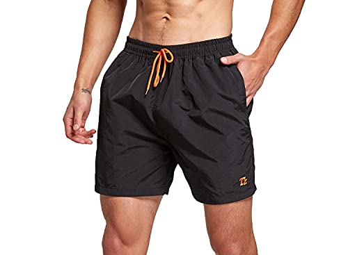 Tansozer Mens Swimming Trunks Quick Dry Swim Shorts Swimming Trunks for Men Surf Shorts with Pockets and Mesh Lining Black S