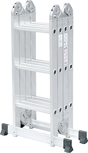 Comie 330lb 12.5ft Multi Purpose Aluminum Folding Step Ladder Foldable Lightweight Scaffold Ladder W/2 Plate