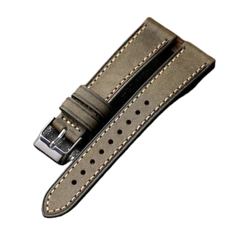 YONGSUN ハンドメイドストラップ イタリア製 第一層牛革 腕時計バンド 18 19 20 21 22MM グリーン グレー ブラウン メンズ オールドウォッチブレスレット(Grey,20mm)