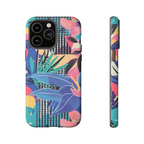 Coque rigide mate iPhone 14 Pro Max anti-choc fleur bleue