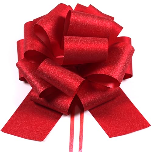 Bows for Gift Wrapping Red Gift Bows Gift Wrap Bows Gift Wrapping Pull Bow for Wedding Birthday Anniversary Christmas Party Decoration 5PCS
