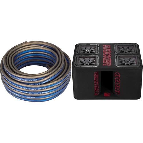 Kicker 47QL7R122 12-Inch (30cm) Loaded Ported Quad Box, 2-Ohm w/Speaker Wire Bundle