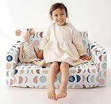 Oasis Hometex Baby/Couch/Playmat/Three Layers of Folding Kids Sofa/Armchair Flip Open Plush Foldable Mini/Foldable Sofa Cum Bed Chair for 6-60 Months (Upto 5 Years Kids) (Multi Moon)