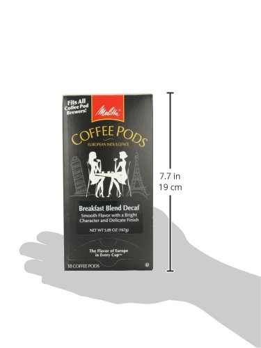 Melitta Coffee Pods, Breakfast Blend Decaffeinated, Light Roast, 18 Count (Pack of 4) 72 Total Pods
