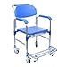 3 in 1 Foldable Shower Wheelchair,350lb Beside Commodes Shower Commode Wheelchair Bath Safety Toilet Seat,Flip Up Footrests Perfect for Handicap Disabled Travel Use