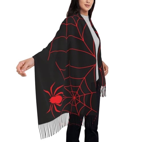 Red Spider and Spider Web Women's Scarf Pashmina Shawls and Wraps for Evening Dress Wedding Long Warm Scarves4