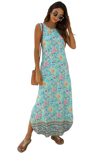 Image of Hount Women's Casual Summer Sleeveless Dress Loose Split Maxi Dresses with Pockets