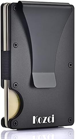 Kozci Slim Metal Wallet RFID Blocking Wallets for Men Front Pocket Minimalist Wallet Business Card Case Mens Credit Card Holder Aluminum Ridge Wallet Money Clip for Mens, Gift