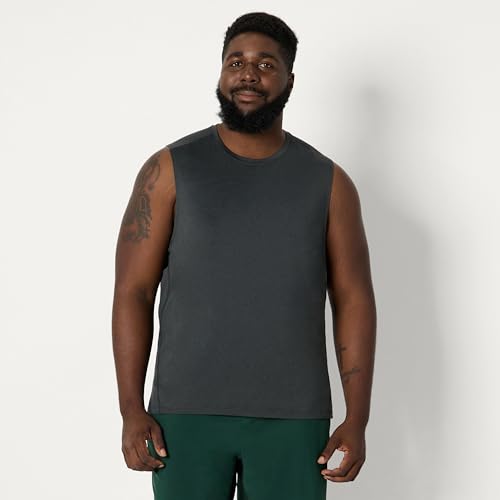 Amazon Essentials Herren Leichtes, Schnelltrocknendes und Feuchtigkeitsableitendes Sport-Muskelshirt aus Tech Stretch, Ärmellos, 2er-Pack, Graphit Heide/Henna, XS 6