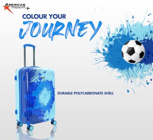 Image of AMERICAN TRAVELLER GlideSport Trolley Bags | 360 Disc Wheels | Durable Hard Shell, 360 Disk Wheels, TSA Type Lock, Heavy-Duty Lining, Football Splash