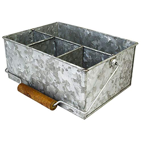 Retro Galvanised Steel 4 Compartment Condiment Holder Serving Storage Box Caddy