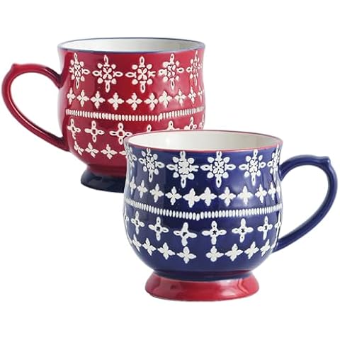 Hand-Painted Floral Porcelain Coffee Mugs Set Cover