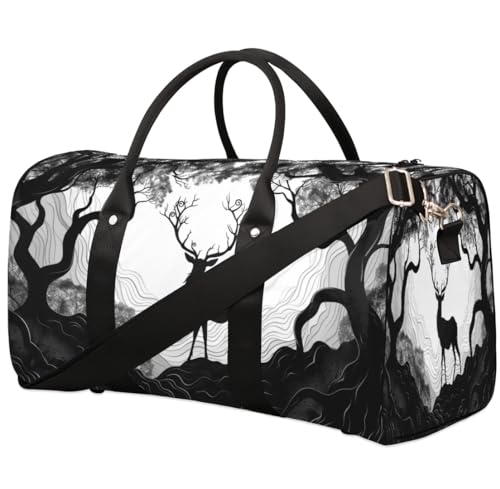 Travel Duffle Bag Animal Deer Foldable Travel Bags for Men Women, 17 Inch Gym Bag Workout Bag Carry on Weekender Overnight Bag for Gym Travel