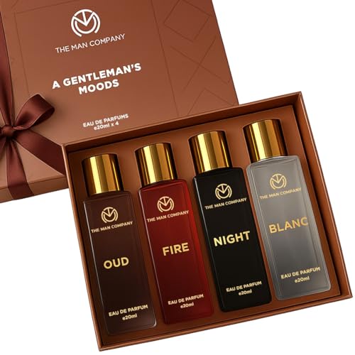 The Man Company Perfume Gift Set for Man 4 X 20ml | Premium Long-Lasting Fragrance EDP - A Gentleman's Moods for Party, Office, Outing and Date | Christmas perfume for Man | Fresh scent for daily office wear