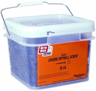 Prime Source, Black, Grip-Rite 2CDWS25BK 6-by-2-Inch Coarse Thread Drywall Screws with Bugle Head, 25-Pound Bucket, 2 inches