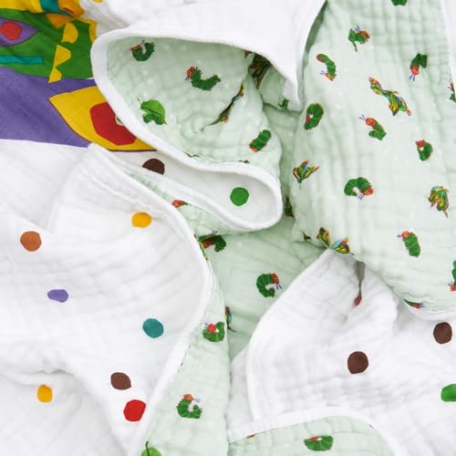Image of aden + anais Essentials Cotton Muslin Eric Carle Dream Blanket, Perfect for Babies, Infants and Toddlers, Crib Blanket, Nursery Essential, Very Hungry Caterpillar