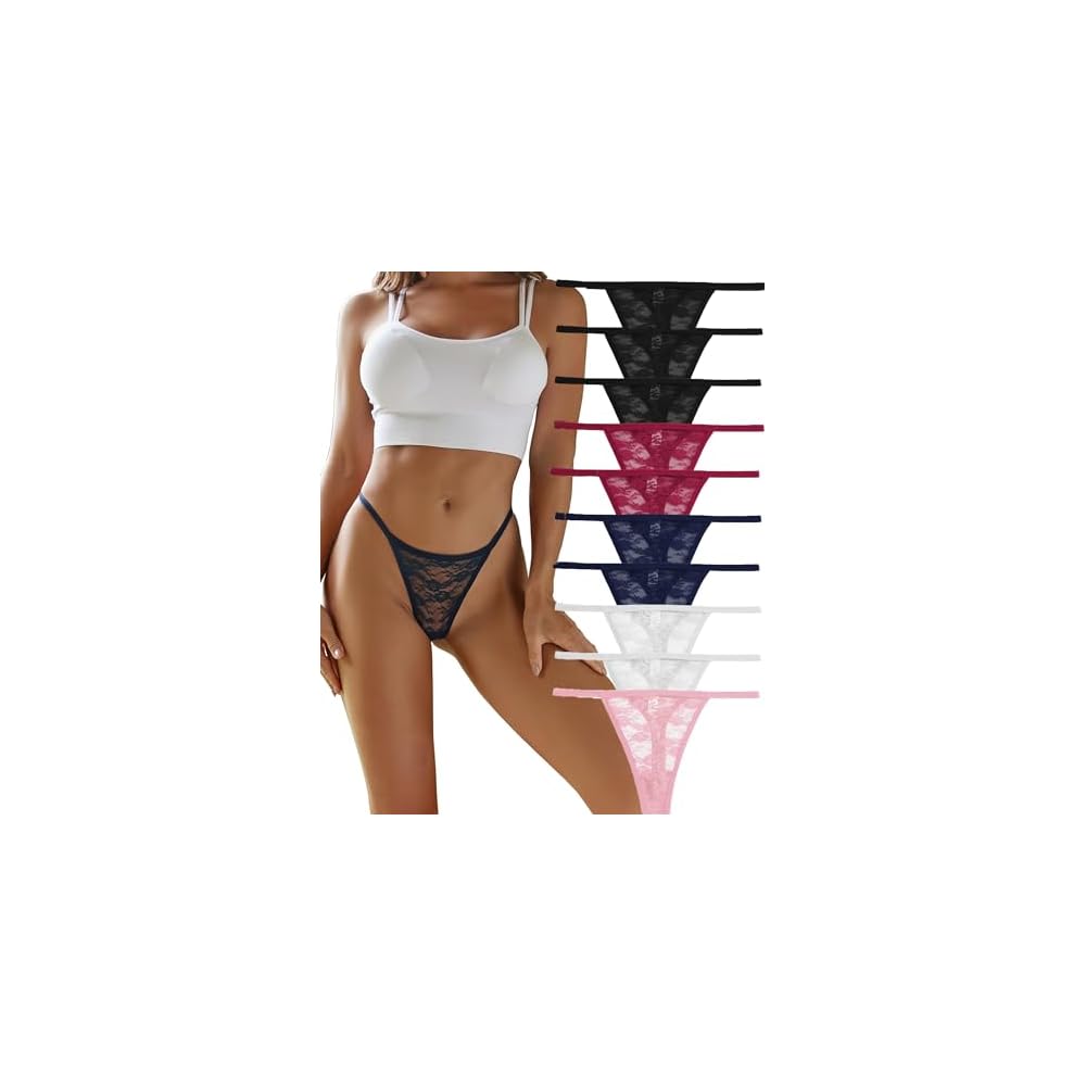 FINETOO-Pack-de-10-Tangas-de-Encaje-para-Mujer-Conjunto-de-Calzoncillos-Sexy-lenceria-Sexy-para-Mujer-Tallas-S-XL-Multicolor-S