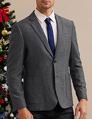 image for GRACE KARIN Mens Slim Fit Premium Stylish Knit Denim Suit Coat Jacket 