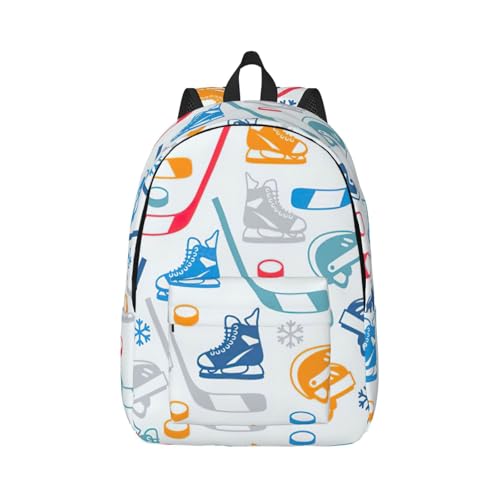 Yyoretp Hockey Elements - Mochilas de lona con estampado creativo, estilo casual, ligera, deportiva, bolsa de viaje multiusos, Negro, M