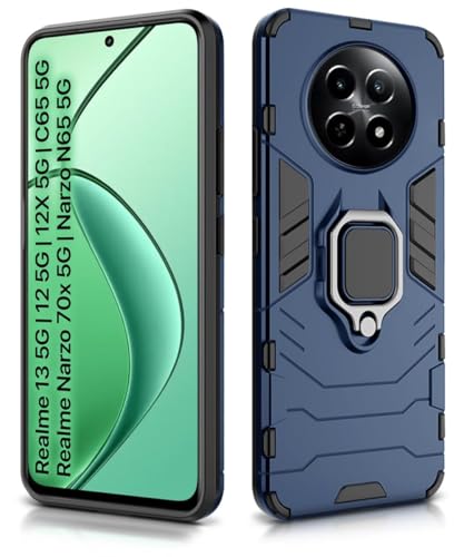 Image of AIBEX Armor Back Cover Compatible for Realme Narzo 70x 5G / N65 / Realme 12 5G / 12X 5G / C65 5G| Rugged Shockproof Case with Ring Holder & Kickstand | Military-Grade Protection | Magnetic Car Mount