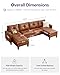 TYBOATLE 116’’ W Brown Faux Leather Sectional w/USB and Cup Holders for Living Room, Comfy Tufted U Shaped Sofa Couch w/Chaise Lounge, Office Leather Sofa for Bedroom