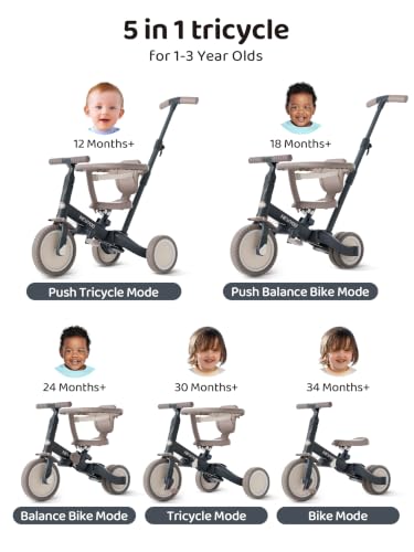 Image of newyoo TR008 5-in-1 Tricycle for Toddlers 1-3, Toddler Bike, Birthday Gifts