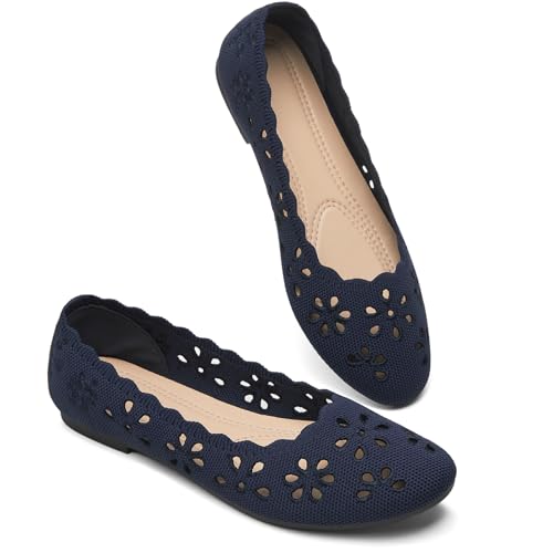 Image of BABUDOG Mesh Ballet Flats Shoes for Women,Womens Flats Dressy Comfortable,Women's Dress Shoes with Flower Eyelets,Slip on Casual Walking Flats